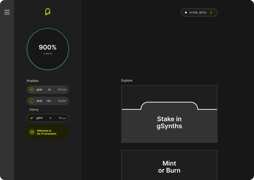 Synth trading home screen