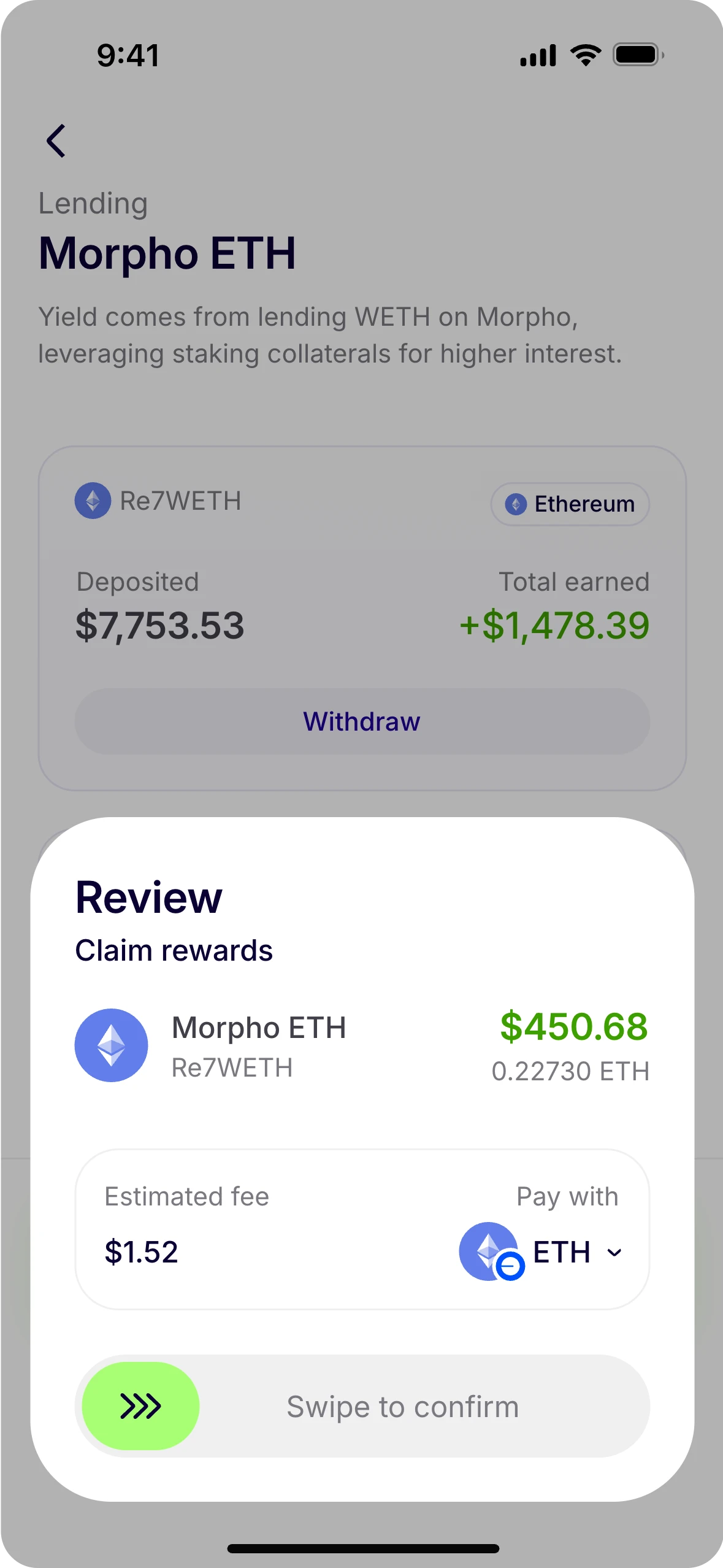Claiming lending rewards
