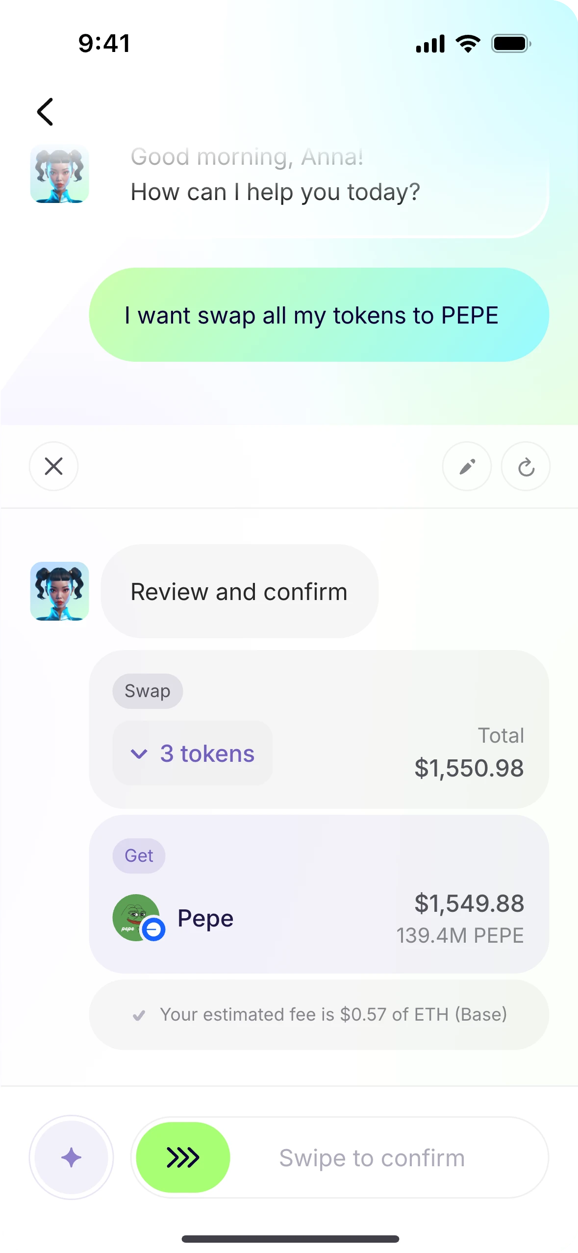 Swap review in chat