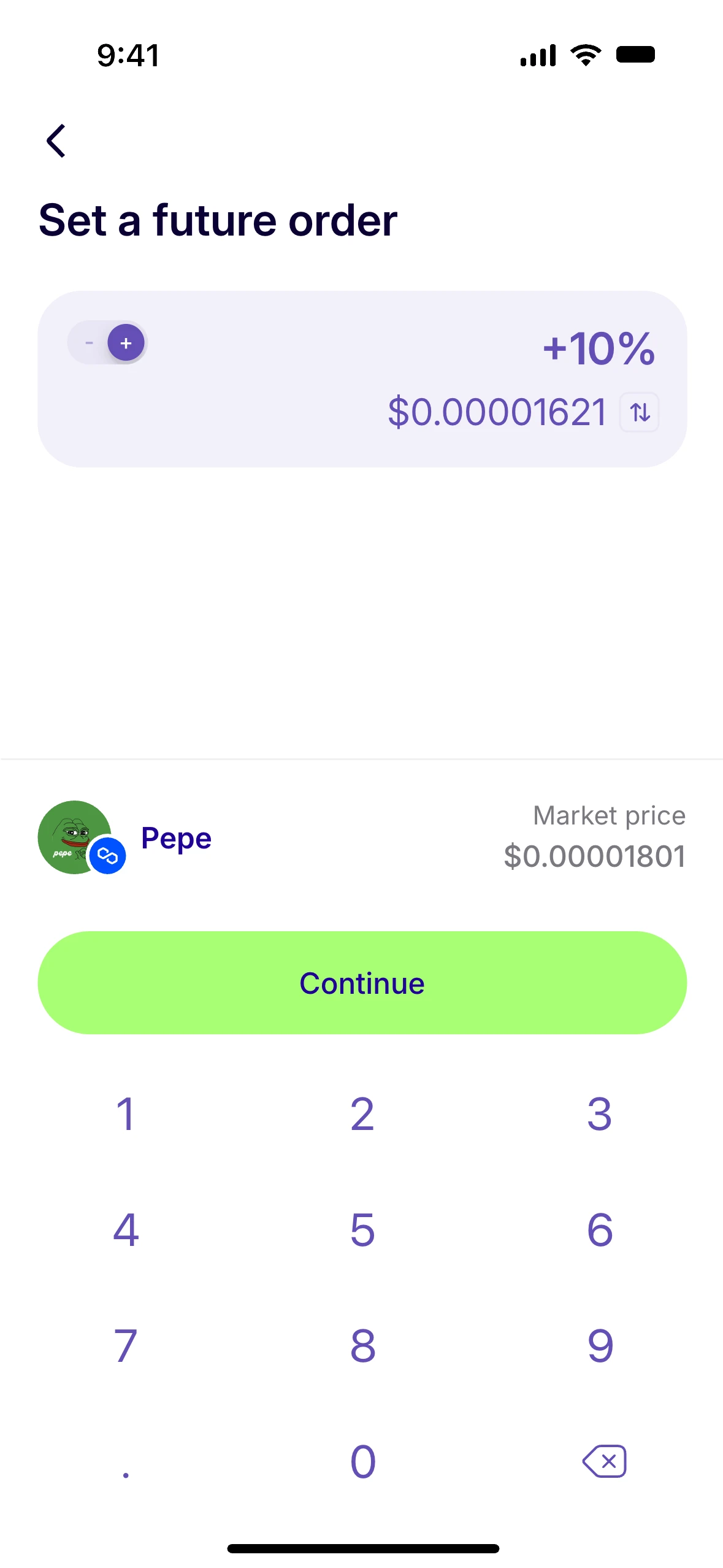 Setting a future order