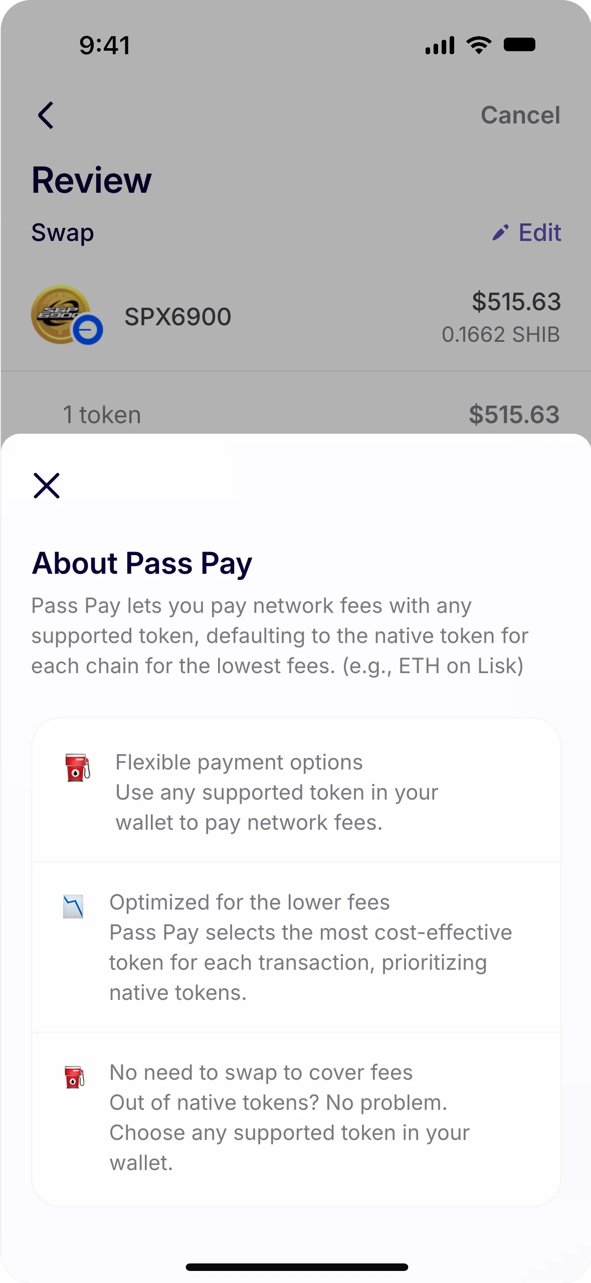 Fee explainer modal